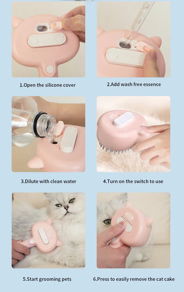 Hair Cleaning Brush with Mist for Cats & Dogs